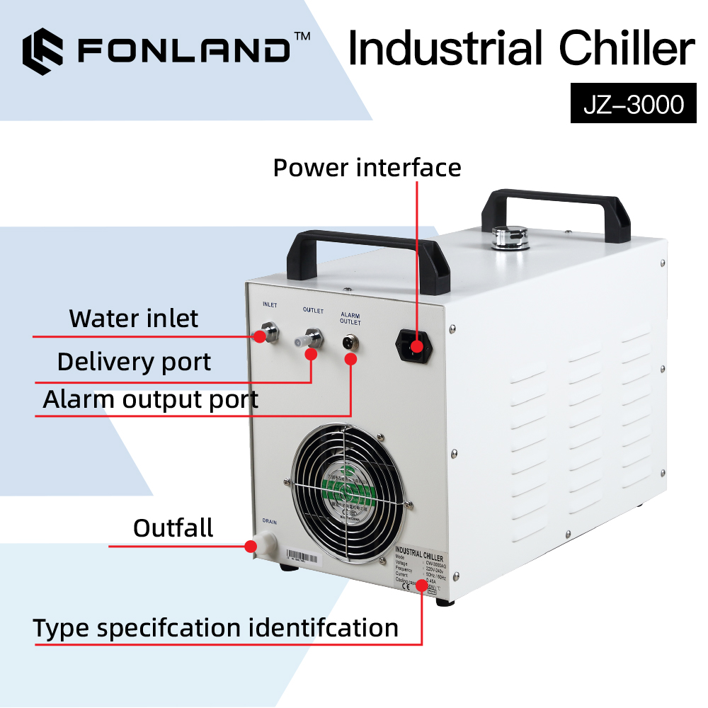Laser Industrial Chiller - FONLAND JZ-3000 DG110V AG220V Industriële Waterkoeler